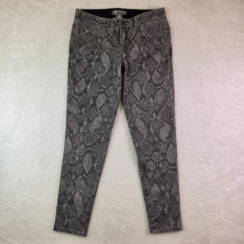 Democracy Ab Technology Snakeskin Print Slim Jeans Grey Black Size 8